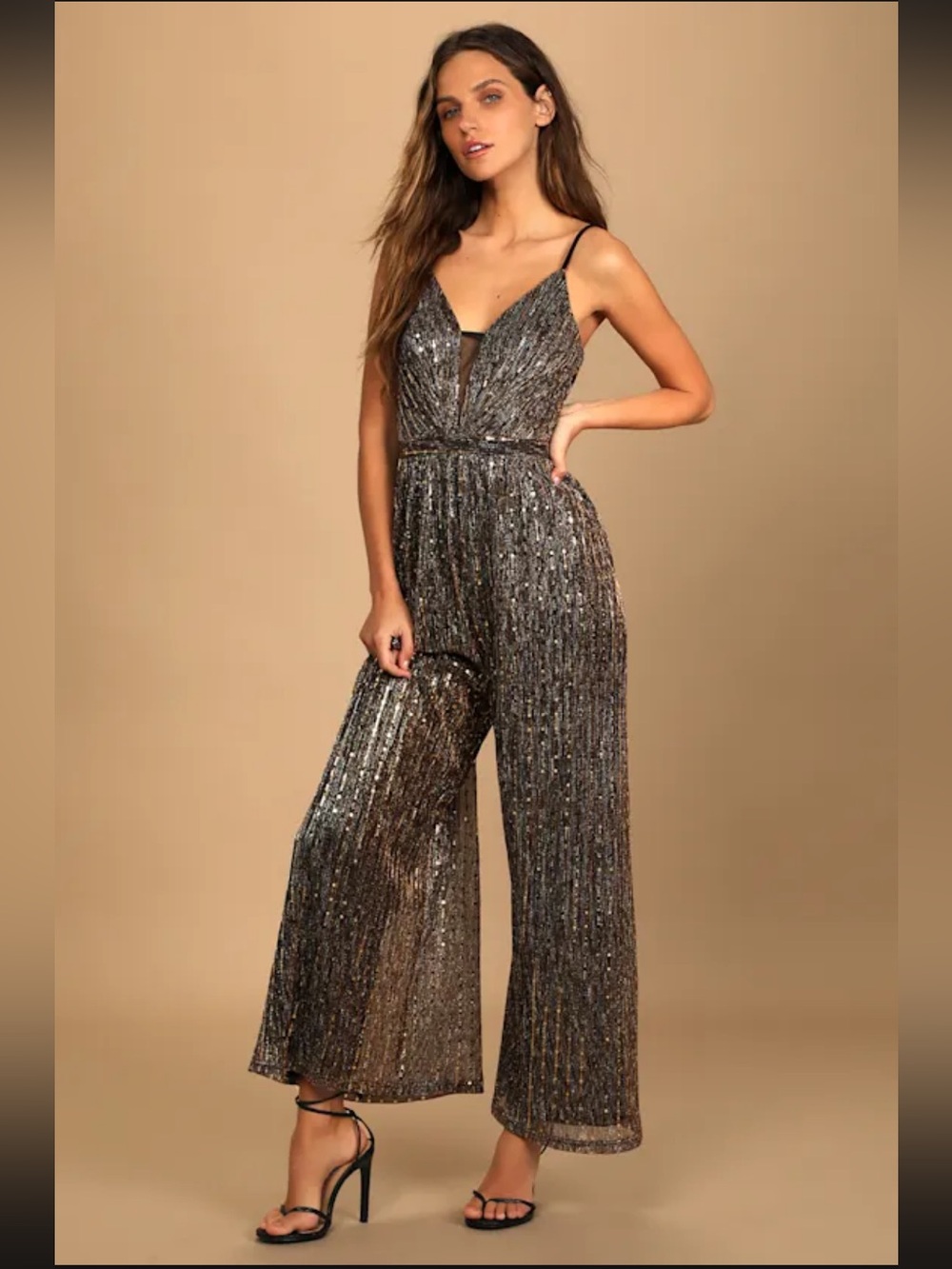 Disco Party Black Multi Metallic Wide-Leg Jumpsuit